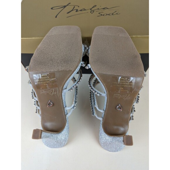 Thalia Sodi Dahlia Embellished Heels Sandals Womens 6 Silver Stone Shoes NWB - Picture 10 of 13
